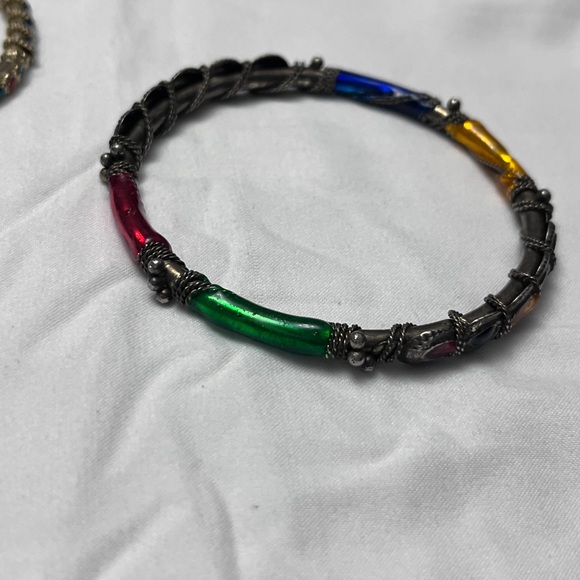 Lot Of Three Gold Tone Textured Rope Design Thin Bangle India Bracelets - Picture 4 of 16